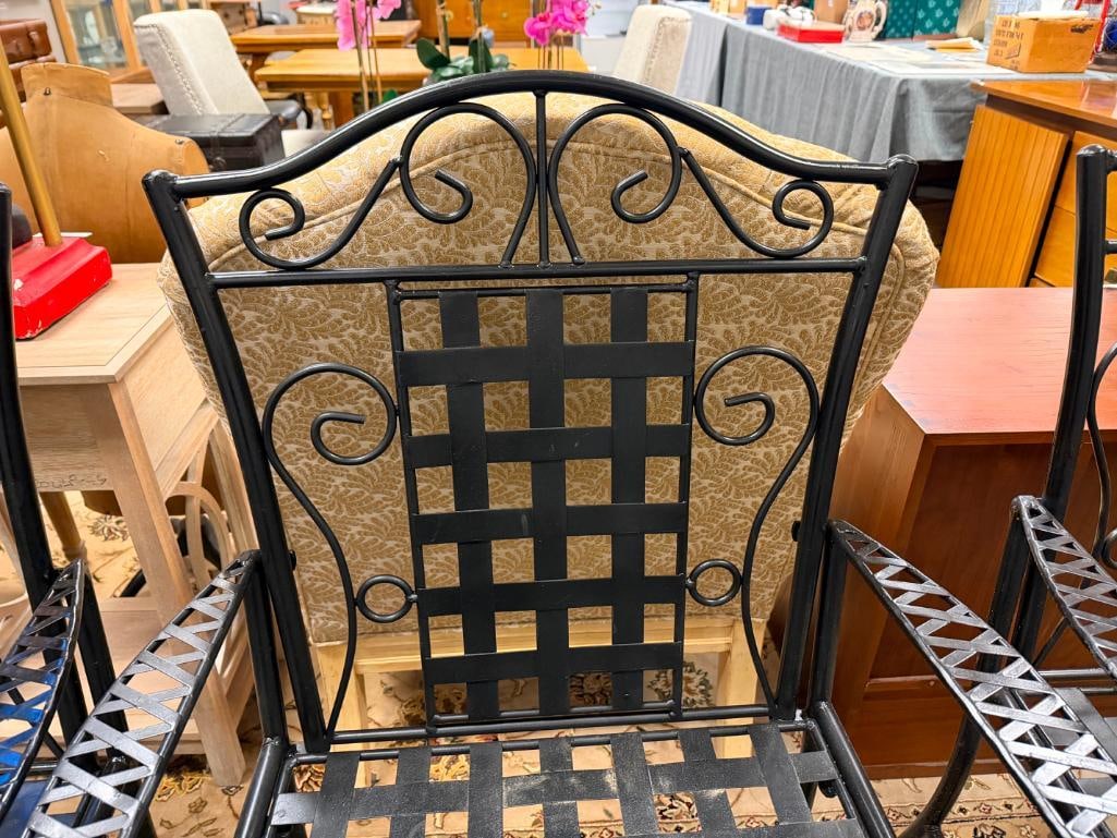 SET OF FOUR IRON PATIO / OUTDOOR ARMCHAIRS - 13