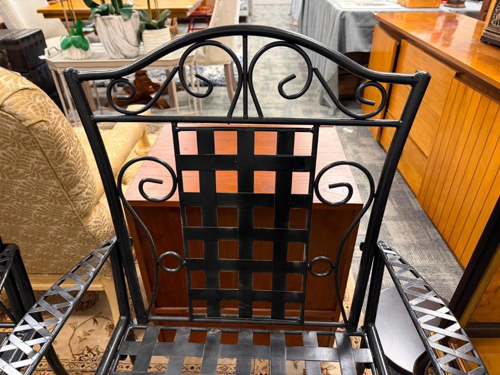 SET OF FOUR IRON PATIO / OUTDOOR ARMCHAIRS - 14