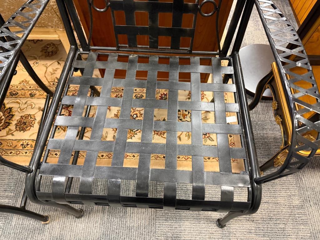 SET OF FOUR IRON PATIO / OUTDOOR ARMCHAIRS - 15