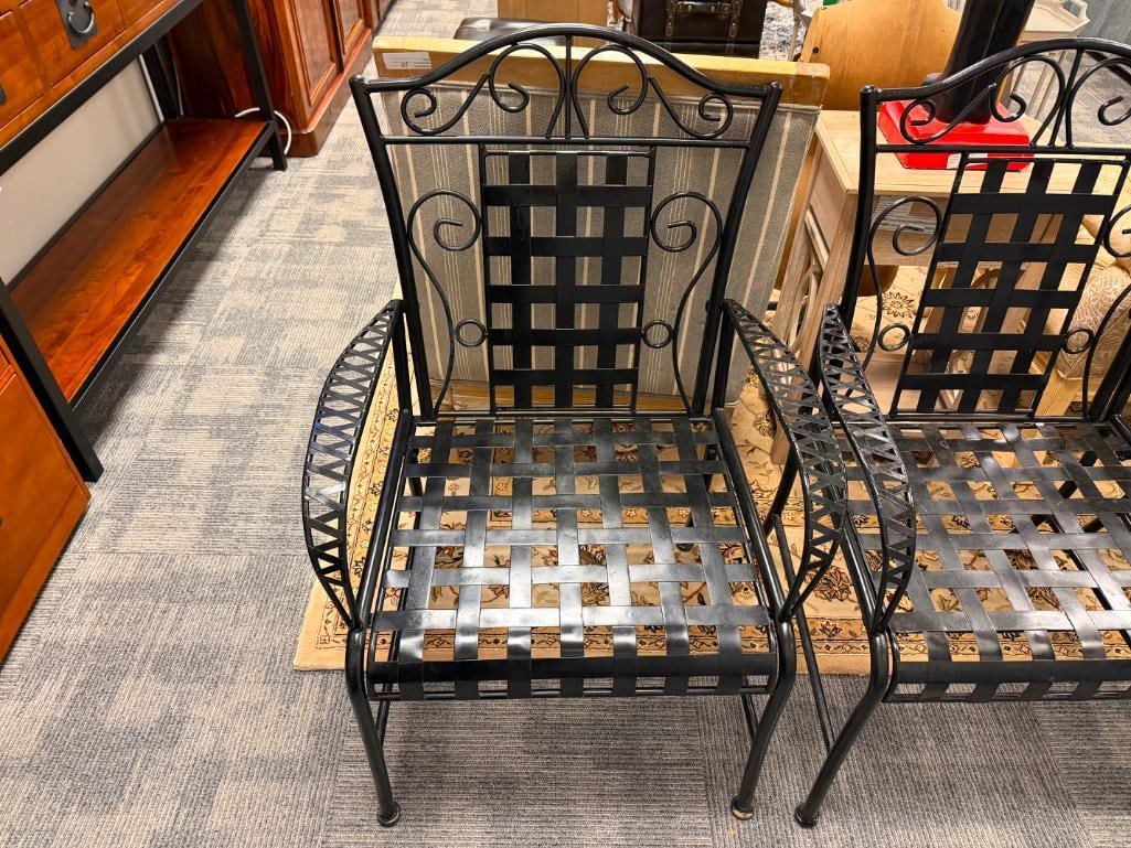 SET OF FOUR IRON PATIO / OUTDOOR ARMCHAIRS - 4