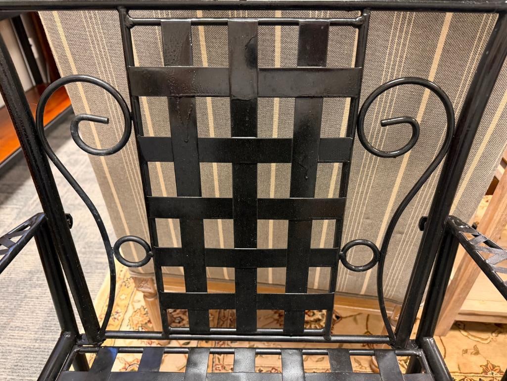 SET OF FOUR IRON PATIO / OUTDOOR ARMCHAIRS - 6