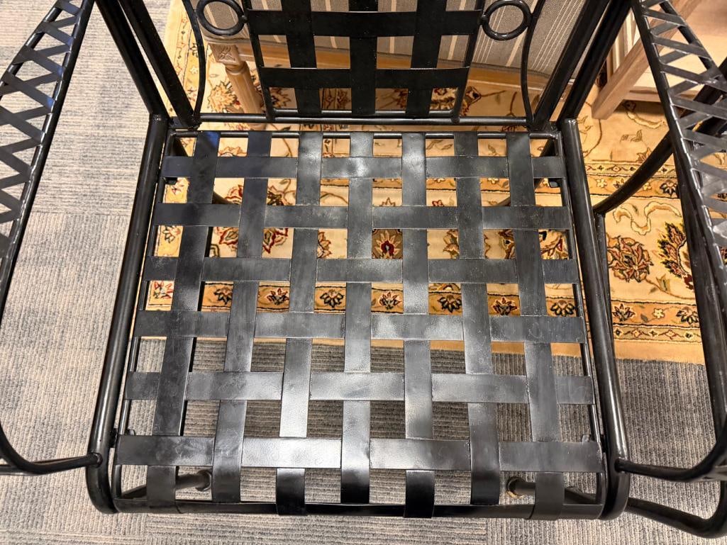 SET OF FOUR IRON PATIO / OUTDOOR ARMCHAIRS - 7