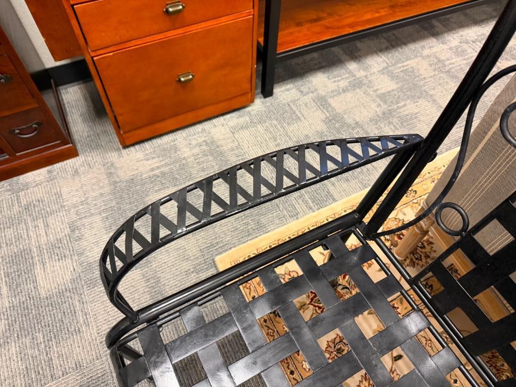 SET OF FOUR IRON PATIO / OUTDOOR ARMCHAIRS - 8