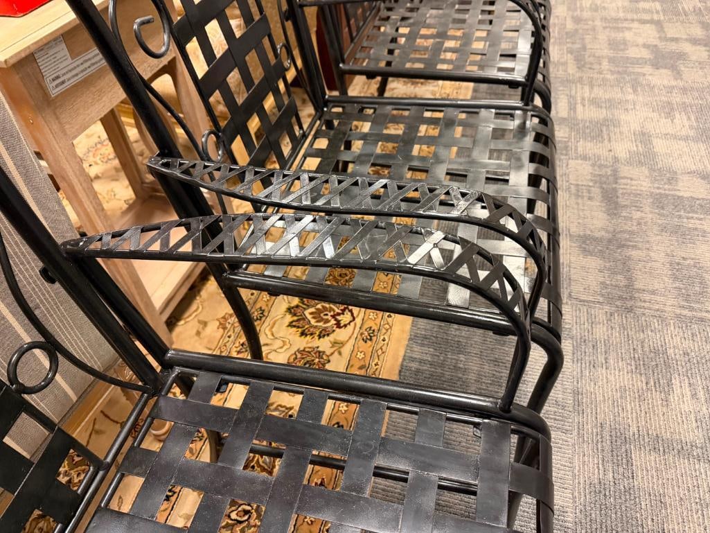 SET OF FOUR IRON PATIO / OUTDOOR ARMCHAIRS - 9