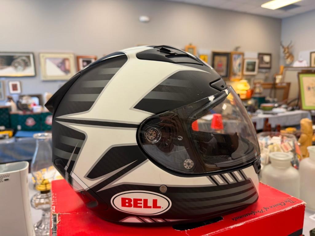BELL STAR PINNED BLACK FULL FACE MOTORCYCLE HELMET SIZE XL DOT APPROVED LIKE-NEW - 3