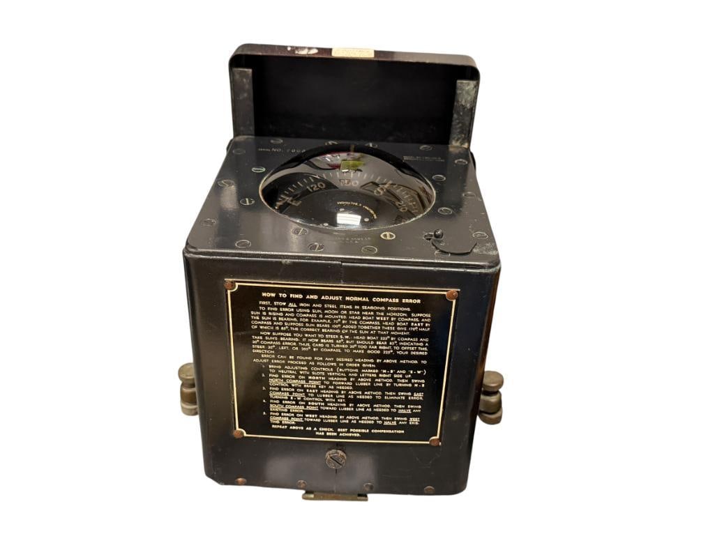 WWII ERA U.S. COAST GUARD COMPASS #7003 JOHN E. HAND & SONS CO. OF PHILADELPHIA MODEL NO. LMC-101-D (1 of 9)