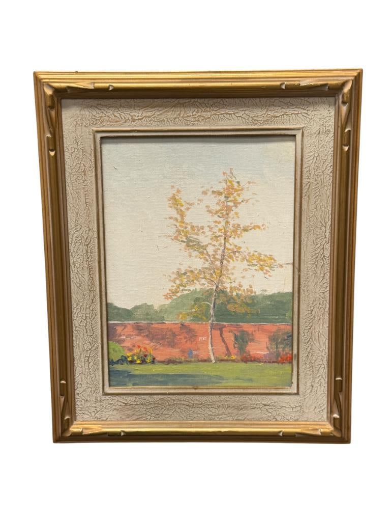 MARGARET EDDY FLEMING CALIFORNIA ARTIST ORIGINAL OIL ON CANVAS PAINTING: MARGARET EDDY FLEMING (1888-1977) WAS A KNOWN LANDSCAPE ARTIST AND NATURALIST, ART DEPICTS SCENE OF TORREY PINES PARK, SIGNED ON THE BACK OF THE FRAME 14" X 17" FRAME