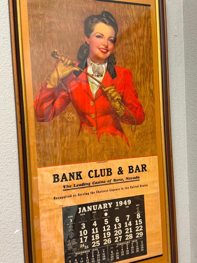 1949 ADVERTISEMENT CALENDAR FOR THE BANK CLUB RENO, NV ART BY PIN-UP ARTIST ZOE MOZERT - 2