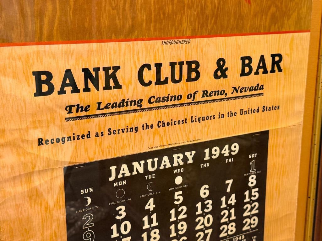 1949 ADVERTISEMENT CALENDAR FOR THE BANK CLUB RENO, NV ART BY PIN-UP ARTIST ZOE MOZERT - 4