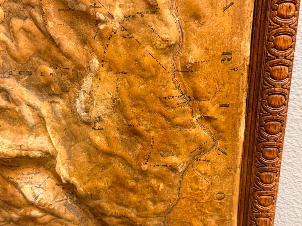EARLY 20TH CENTURY 3D RAISED RELIEF MAP OF CALIFORNIA AND NEVADA POWER HOUSES BUSINESS FIELDS PG&E - 7