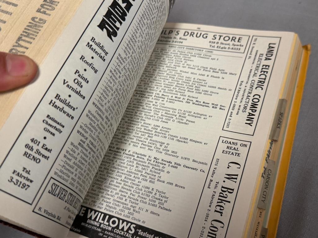 1956 POLK'S RENO / WASHOE COUNTY NEVADA CITY DIRECTORY INCLUDES SPARKS, CARSON CITY, WASHOE COUNTY - 10