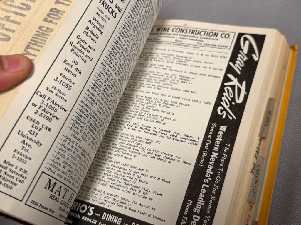 1956 POLK'S RENO / WASHOE COUNTY NEVADA CITY DIRECTORY INCLUDES SPARKS, CARSON CITY, WASHOE COUNTY - 11