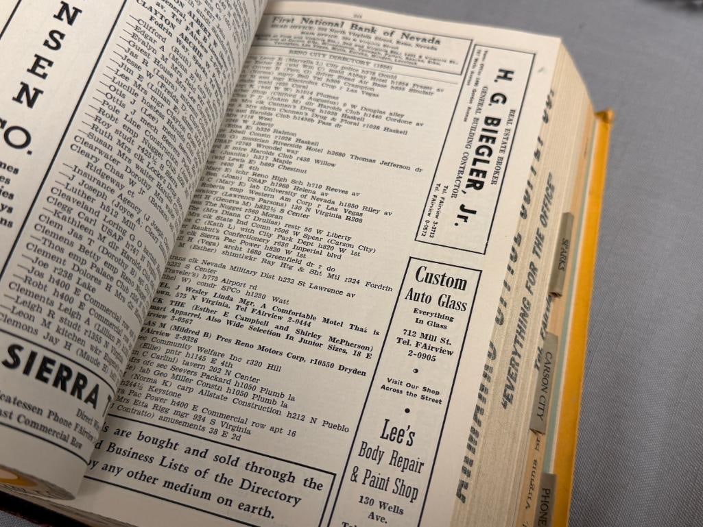 1956 POLK'S RENO / WASHOE COUNTY NEVADA CITY DIRECTORY INCLUDES SPARKS, CARSON CITY, WASHOE COUNTY - 12