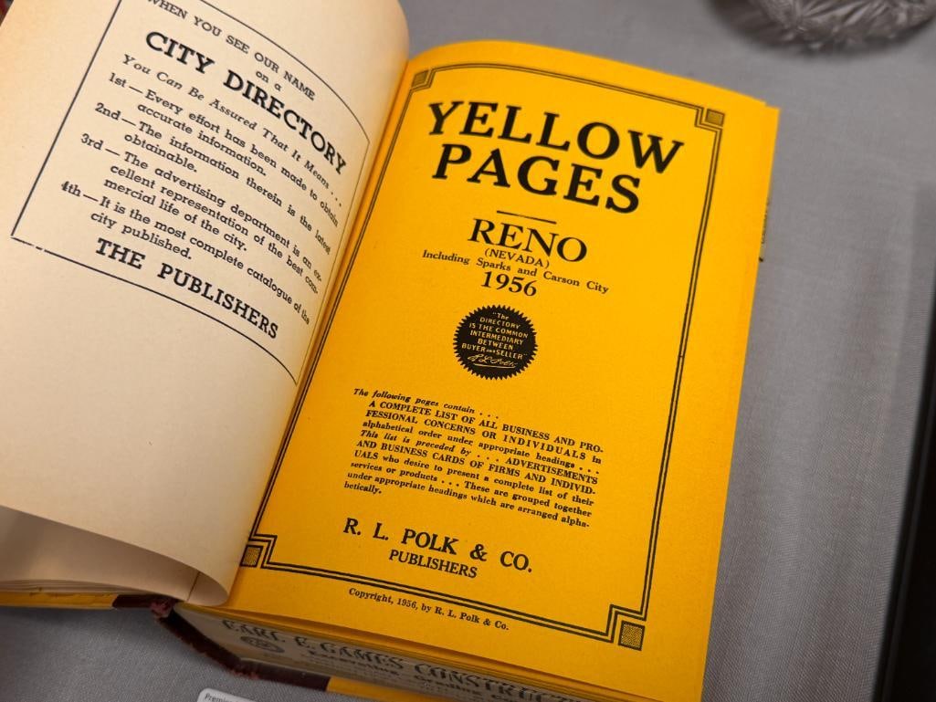 1956 POLK'S RENO / WASHOE COUNTY NEVADA CITY DIRECTORY INCLUDES SPARKS, CARSON CITY, WASHOE COUNTY - 5
