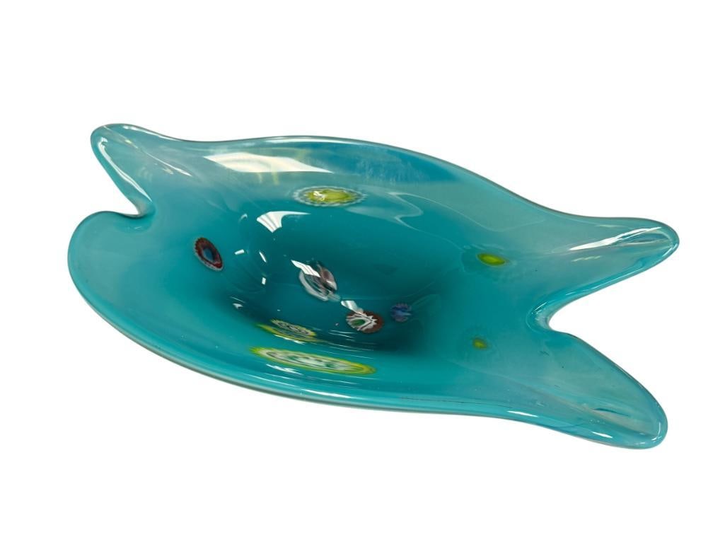MILLEFIORI MURANO HAND BLOWN ART GLASS FREEFORM STYLE CONSOLE BOWL (1 of 6)