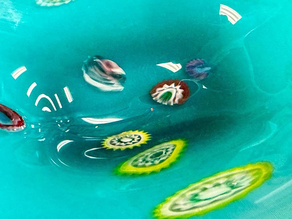 MILLEFIORI MURANO HAND BLOWN ART GLASS FREEFORM STYLE CONSOLE BOWL - 4