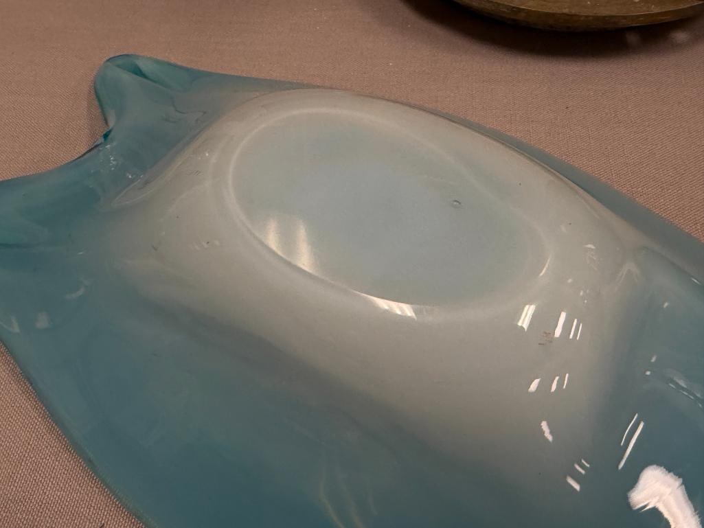 MILLEFIORI MURANO HAND BLOWN ART GLASS FREEFORM STYLE CONSOLE BOWL - 6