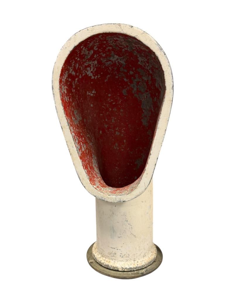 20TH CENTURY HEAVY CAST ALUMINUM SHIPS COWL VENT: USED TO FUNNEL FRESH AIR BELOW DECK, HEAVY COLOR WEAR 20" H