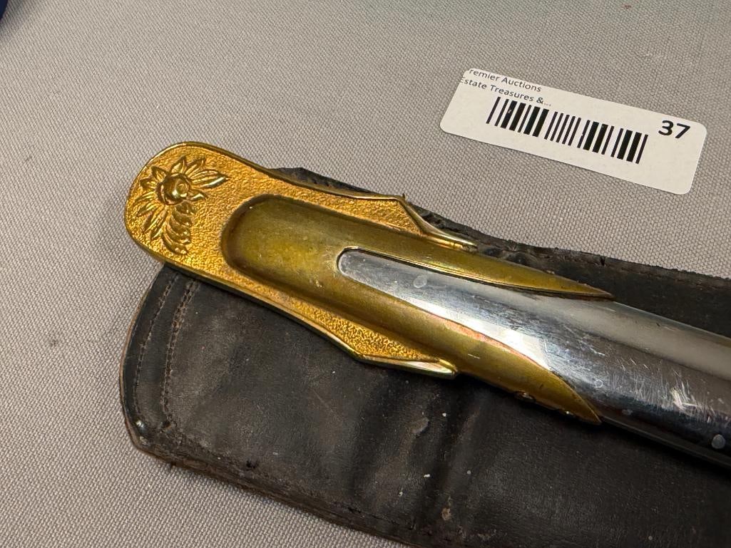 1950'S THE HILBORN-HAMBURGER INC. US MARINE CORPS. MAMELUKE OFFICERS SWORD SERIAL NO. 323 - 14