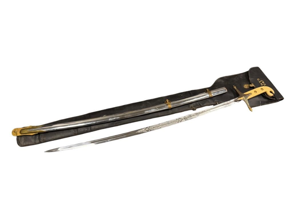 1950'S THE HILBORN-HAMBURGER INC. US MARINE CORPS. MAMELUKE OFFICERS SWORD SERIAL NO. 323 (1 of 14)