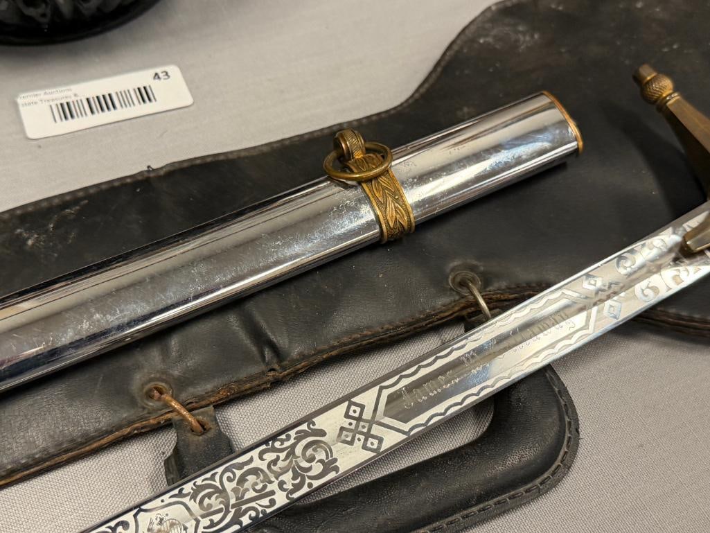 1950'S THE HILBORN-HAMBURGER INC. US MARINE CORPS. MAMELUKE OFFICERS SWORD SERIAL NO. 323 - 4