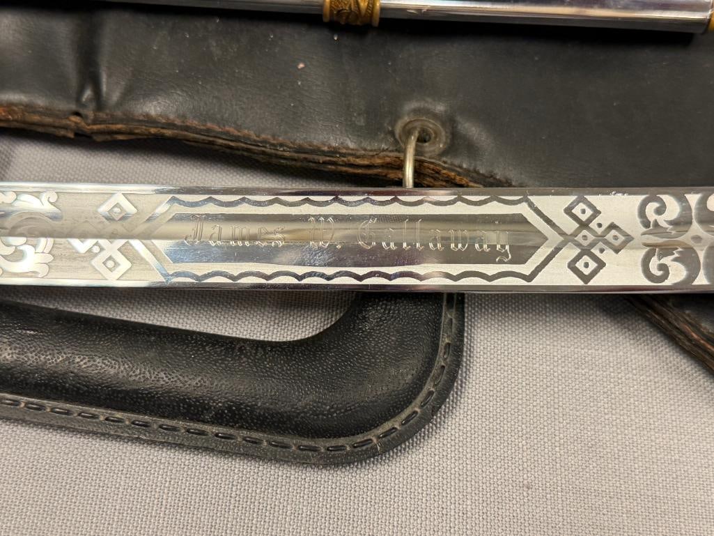 1950'S THE HILBORN-HAMBURGER INC. US MARINE CORPS. MAMELUKE OFFICERS SWORD SERIAL NO. 323 - 5