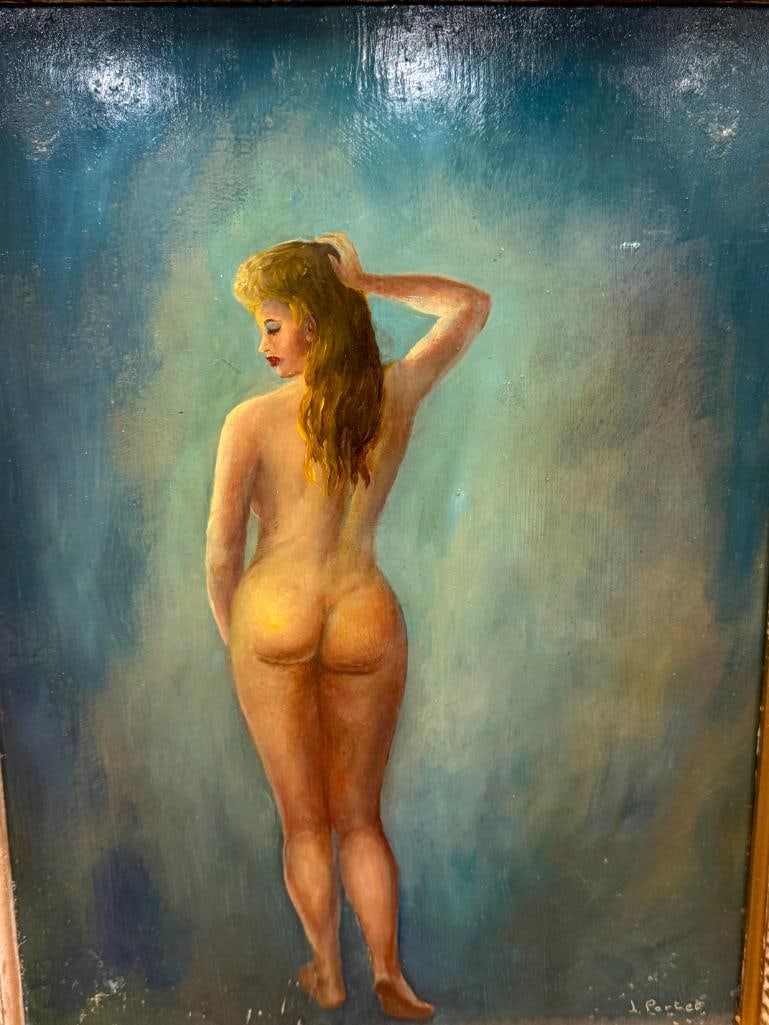JOSEPH PORTER MID-CENTURY ORIGINAL OIL ON BOARD NUDE PAINTING - 2