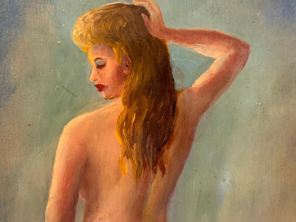 JOSEPH PORTER MID-CENTURY ORIGINAL OIL ON BOARD NUDE PAINTING - 4