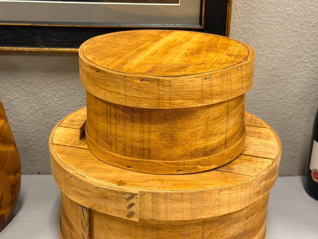 VINTAGE ROUND WOODEN CHEESE BOXES - 2