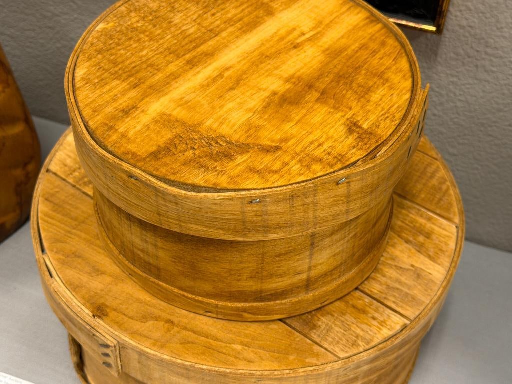 VINTAGE ROUND WOODEN CHEESE BOXES - 3