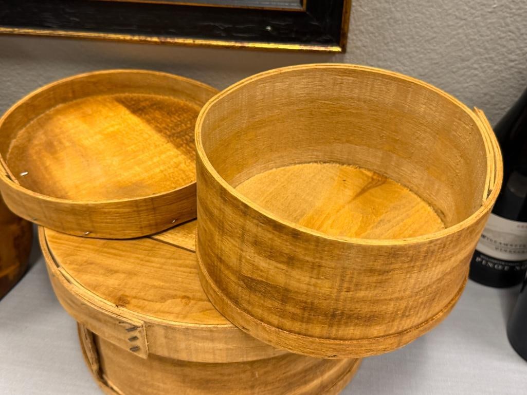 VINTAGE ROUND WOODEN CHEESE BOXES - 6