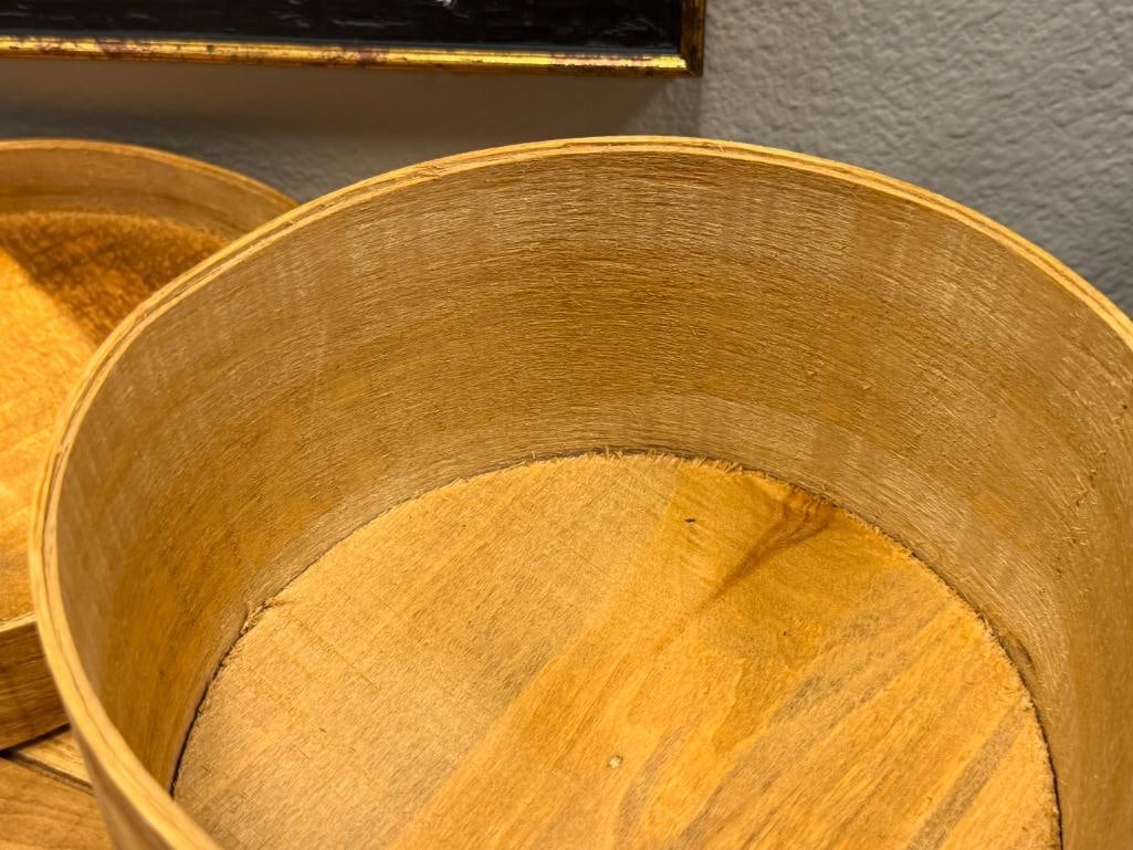 VINTAGE ROUND WOODEN CHEESE BOXES - 7