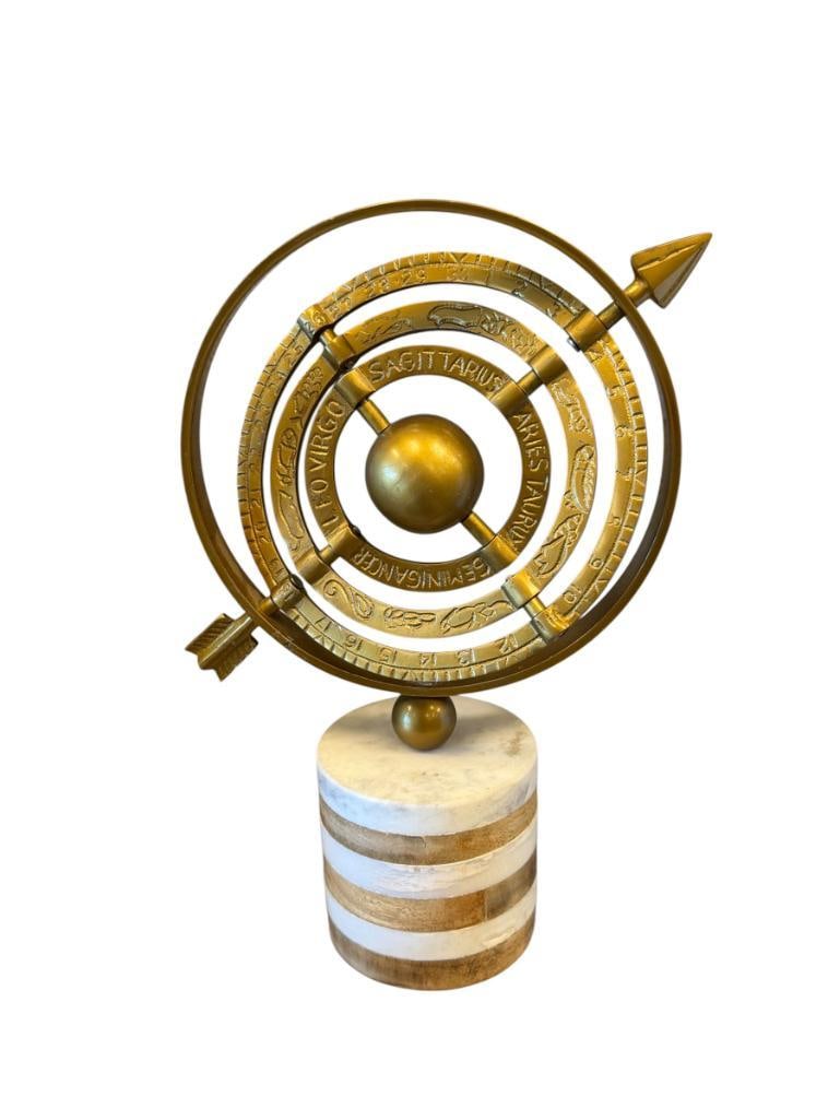 DECORATIVE BRASS AND MARBLE ARMILLARY SPHERE (1 of 8)