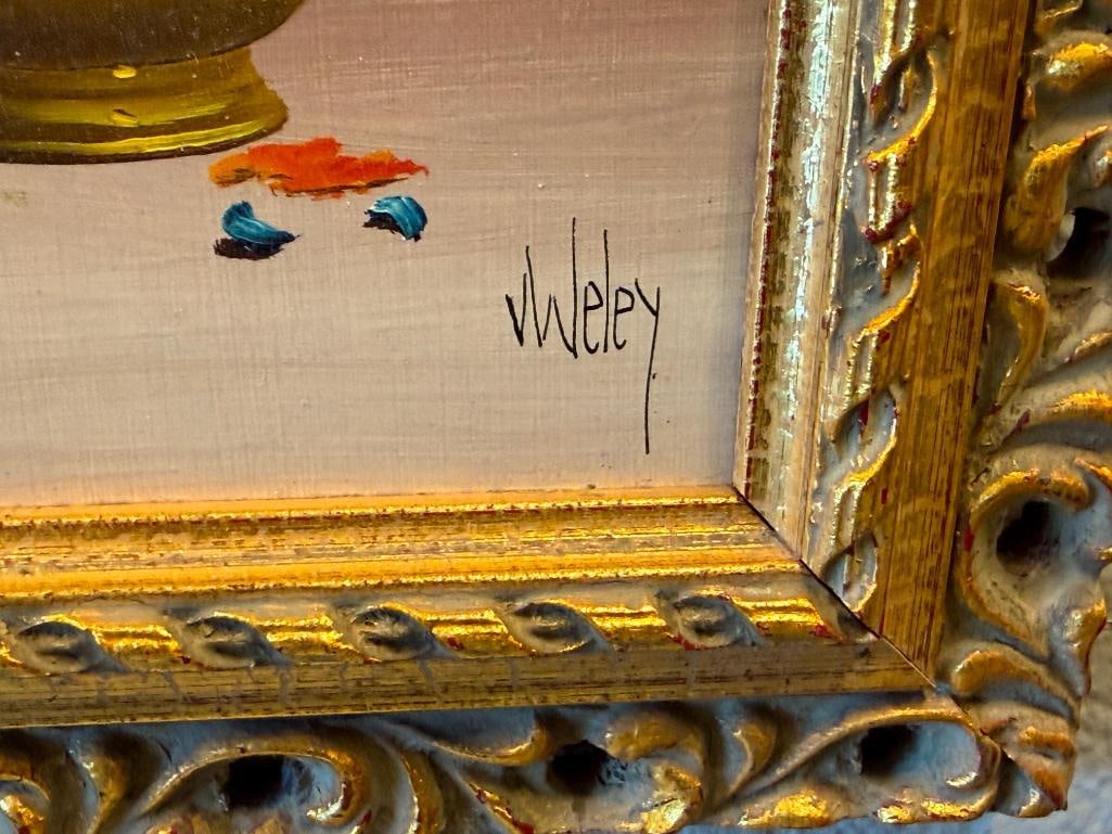 MID-20TH CENTURY V . WELEY DUTCH ARTIST ORIGINAL OIL ON BOARD MINIATURE PAINTING STILL-LIFE - 5