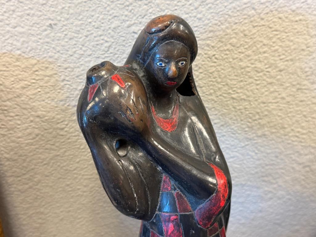 VINTAGE MEXICAN BLACK POTTERY BARRO NEGRO FOLK ART SCULPTURE OAXACA, MX - 2