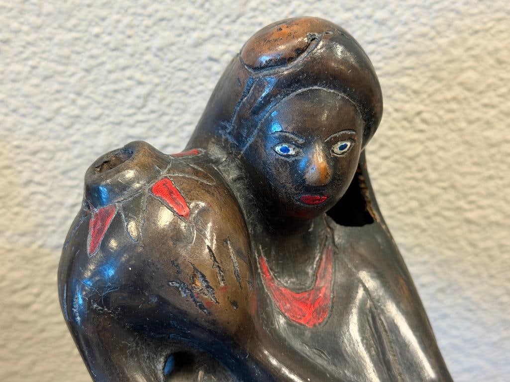 VINTAGE MEXICAN BLACK POTTERY BARRO NEGRO FOLK ART SCULPTURE OAXACA, MX - 3