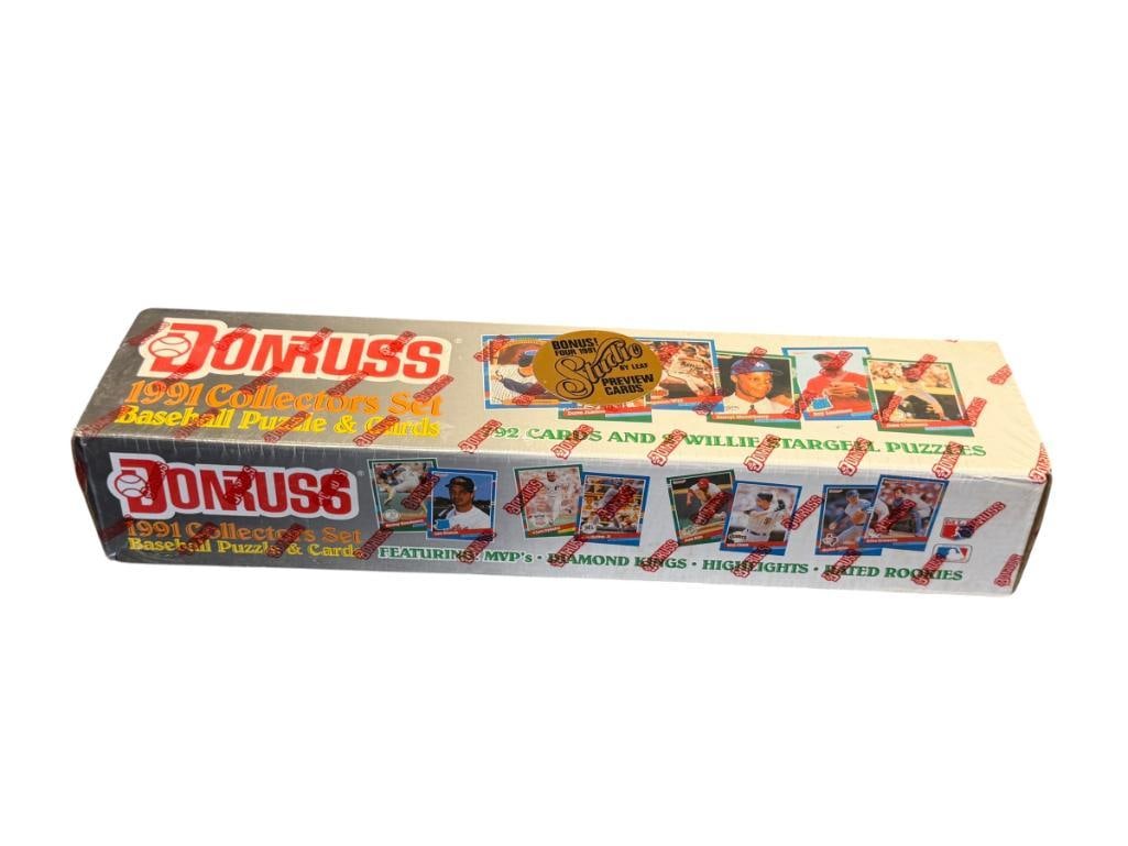 1991 DONRUSS COMPLETE BASEBALL CARD SET WITH PUZZLE CARDS FACTORY SEALED: 1991 DONRUSS COMPLETE CARD SET WITH BONUS 1991 STUDIO BY LEAF PREVIEW CARDS, SEALED