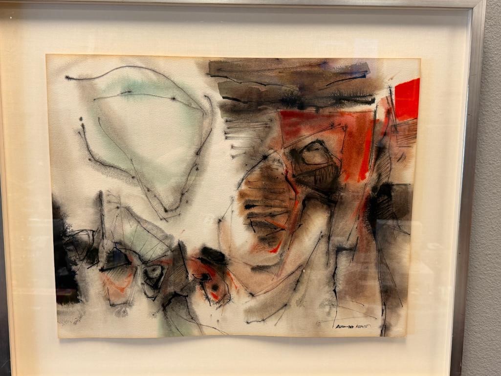 ALEXANDER NEPOTE CALIFORNIA BORN ARTIST MODERNIST ORIGINAL WATERCOLOR ON PAPER ABSTRACT - 2