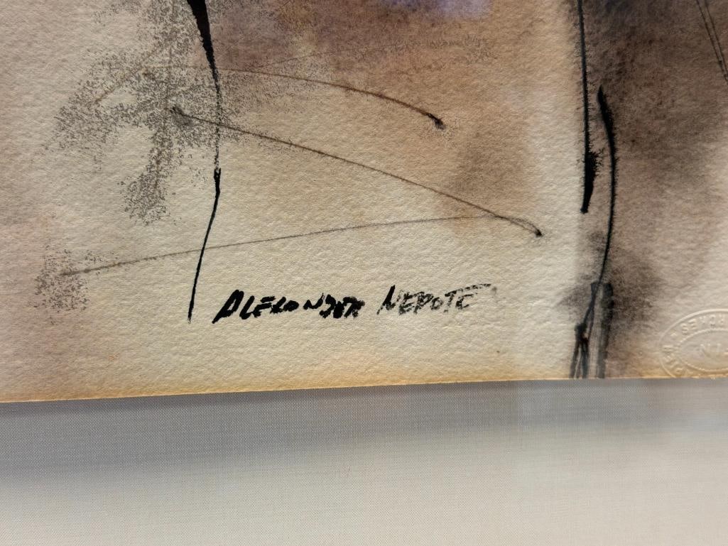 ALEXANDER NEPOTE CALIFORNIA BORN ARTIST MODERNIST ORIGINAL WATERCOLOR ON PAPER ABSTRACT - 7
