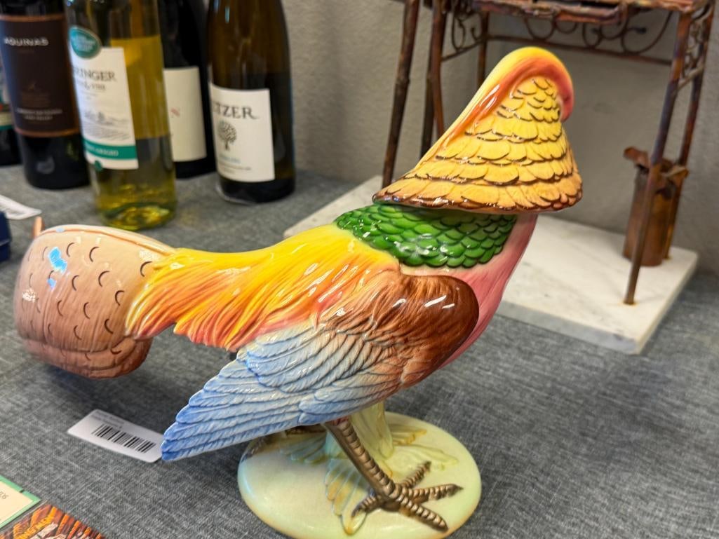 VINTAGE CALIFORNIA POTTERY HAND PAINTED BALL ART WARE CERAMIC PHEASANT FIGURINE CIRCA 1940'S - 50'S - 5