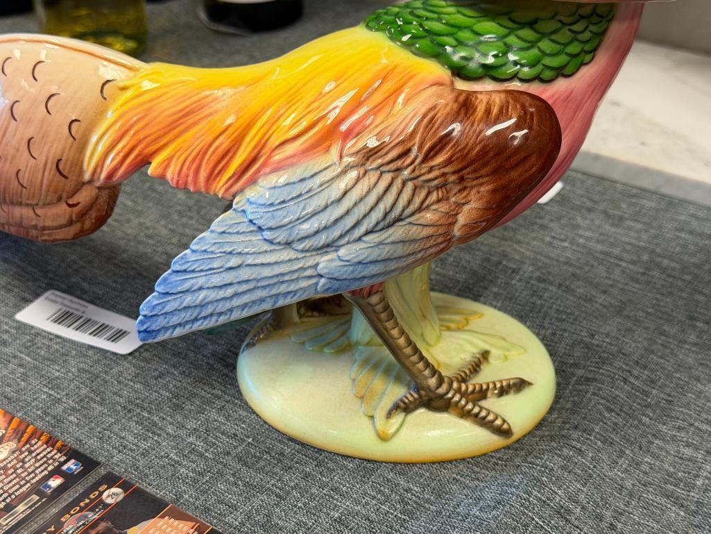 VINTAGE CALIFORNIA POTTERY HAND PAINTED BALL ART WARE CERAMIC PHEASANT FIGURINE CIRCA 1940'S - 50'S - 6