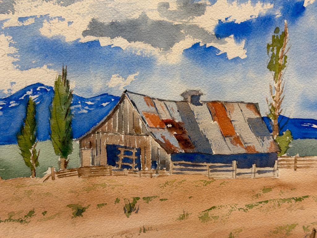 J. MALCOM EDMISTON NEVADA ARTIST ORIGINAL WATERCOLOR ON PAPER WESTERN LANDSCAPE - 3