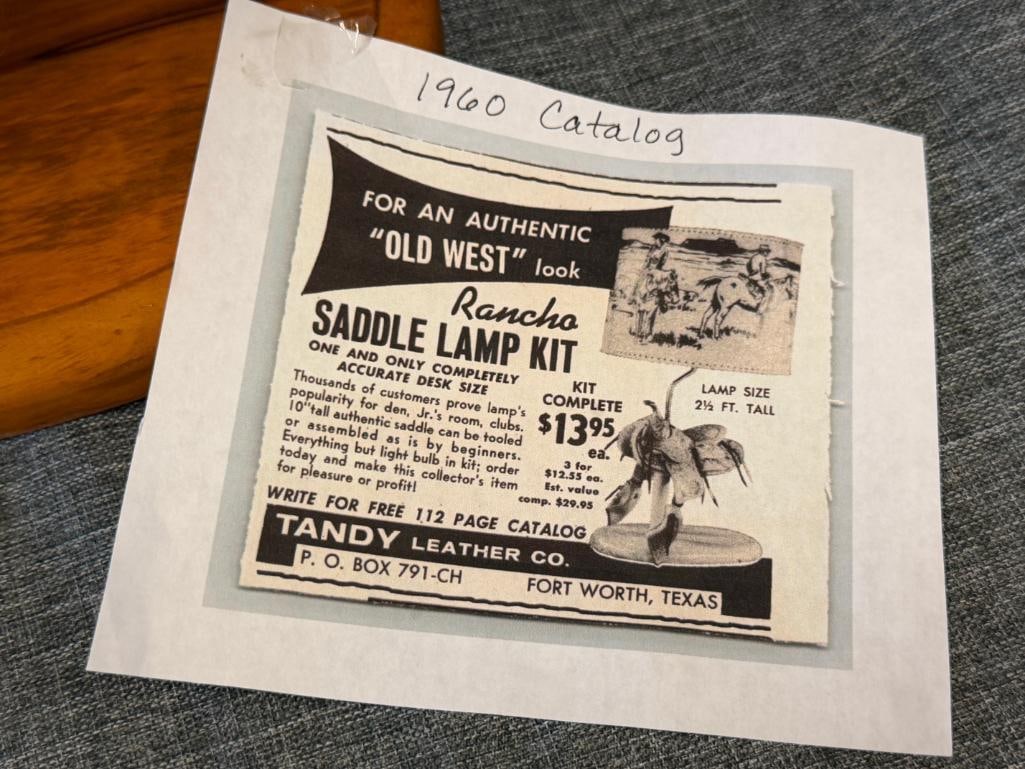 VINTAGE RANCHO SADDLE LAMP KIT TANDY LEATHER CO. OLD WEST LOOK - 10