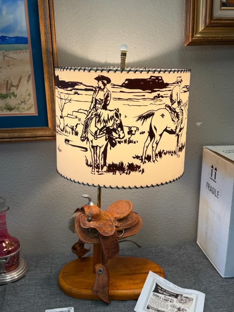 VINTAGE RANCHO SADDLE LAMP KIT TANDY LEATHER CO. OLD WEST LOOK - 11