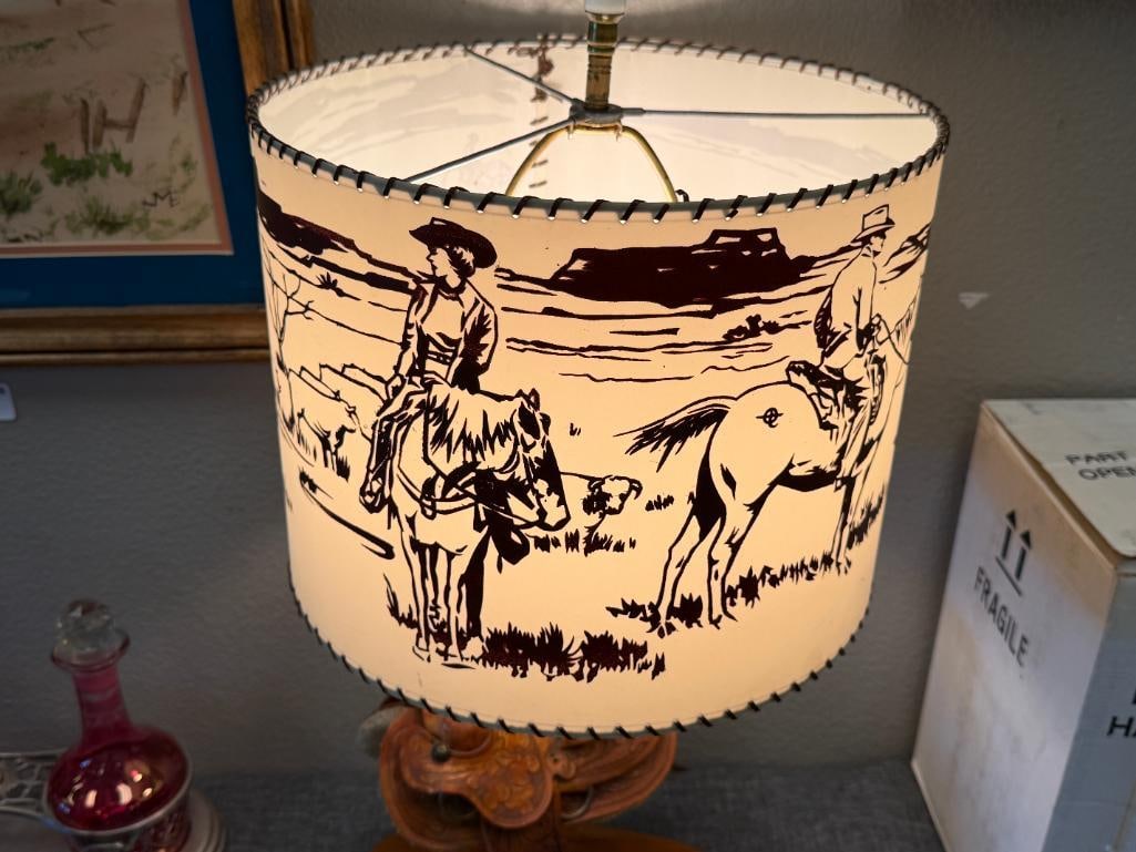 VINTAGE RANCHO SADDLE LAMP KIT TANDY LEATHER CO. OLD WEST LOOK - 12