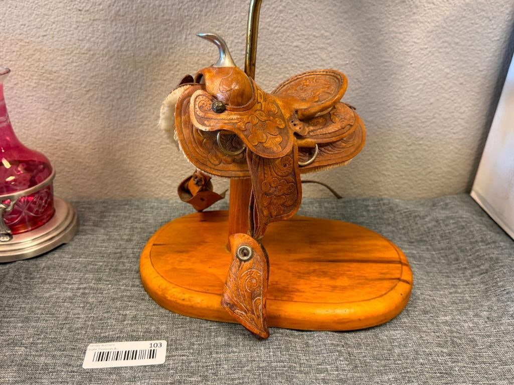 VINTAGE RANCHO SADDLE LAMP KIT TANDY LEATHER CO. OLD WEST LOOK - 2