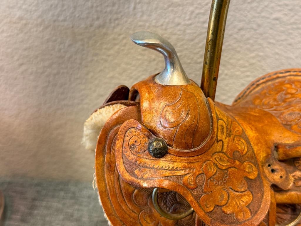 VINTAGE RANCHO SADDLE LAMP KIT TANDY LEATHER CO. OLD WEST LOOK - 4