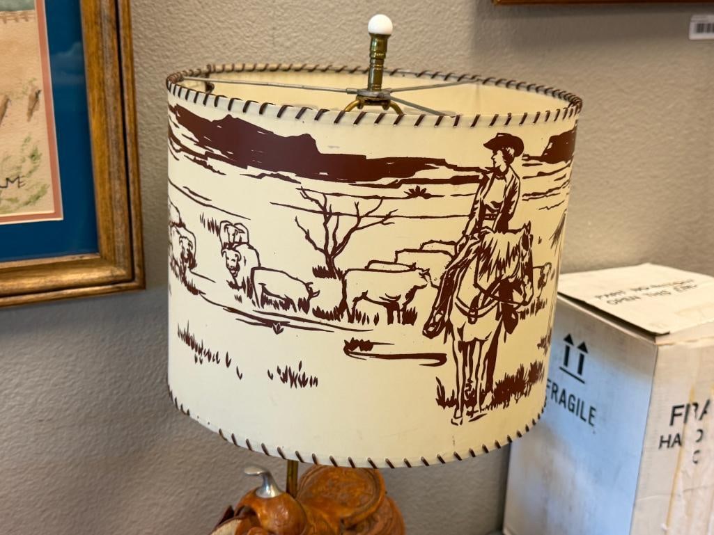 VINTAGE RANCHO SADDLE LAMP KIT TANDY LEATHER CO. OLD WEST LOOK - 6