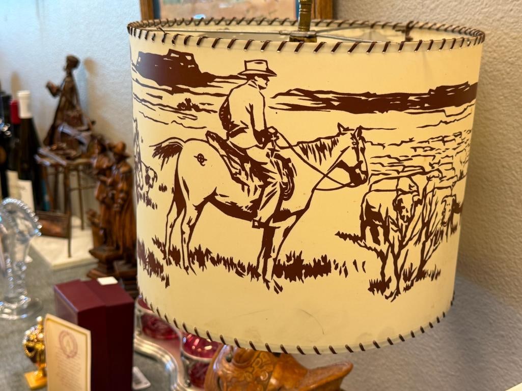 VINTAGE RANCHO SADDLE LAMP KIT TANDY LEATHER CO. OLD WEST LOOK - 8
