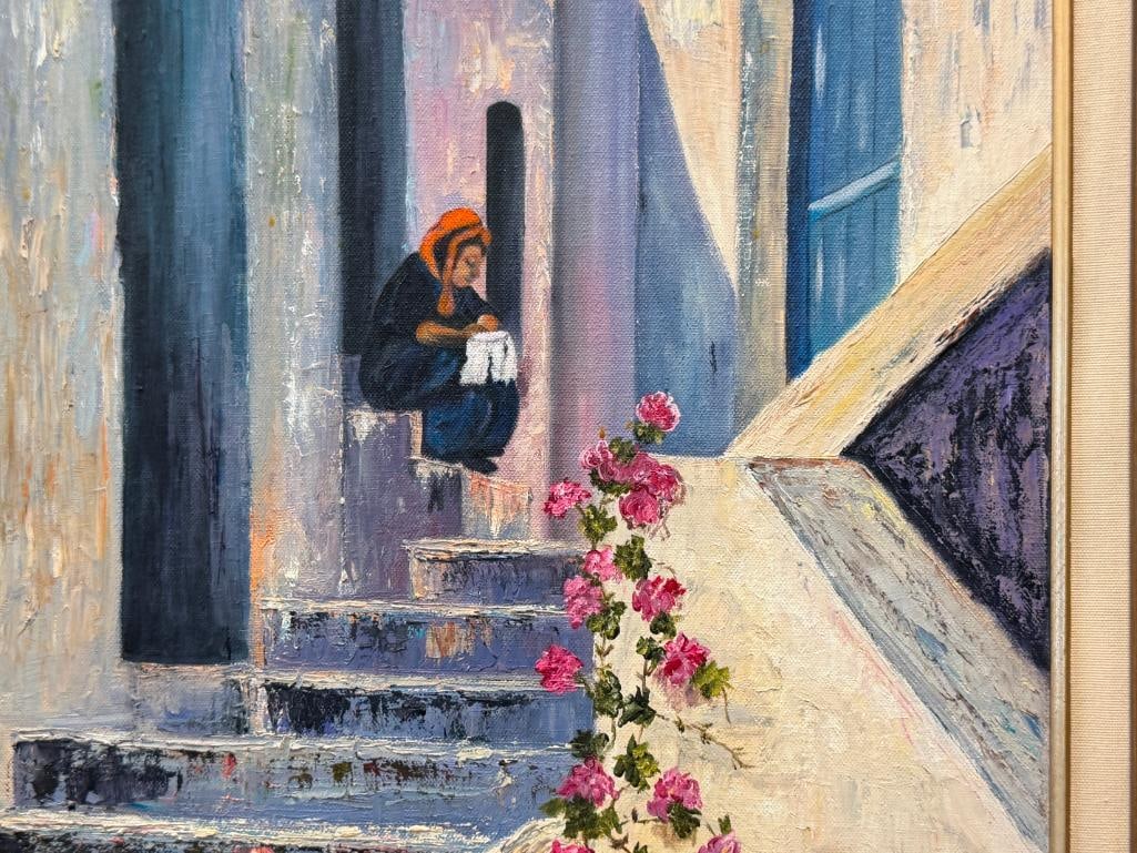 ORIGINAL OIL ON CANVAS EUROPEAN / MEDITERRANEAN SCENE SIGNED LONA - 3